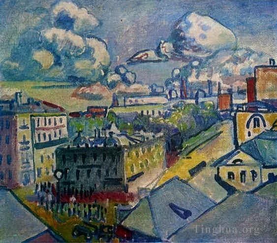 Vassily Kandinsky Peinture à l'huile - Étude de la place Zubovskaya à Moscou