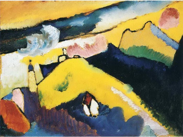 Vassily Kandinsky Peinture à l'huile - Paysage de montagne avec église