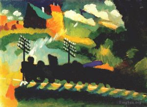 Vassily Kandinsky œuvres - Vue sur Murnau avec chemin de fer et château