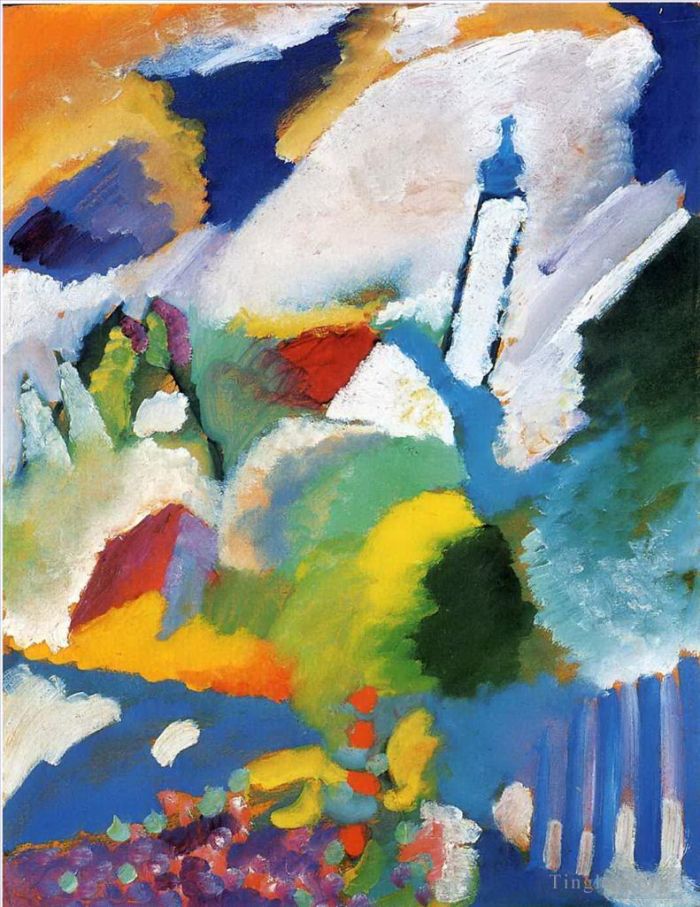 Vassily Kandinsky Peinture à l'huile - Murnau avec une église