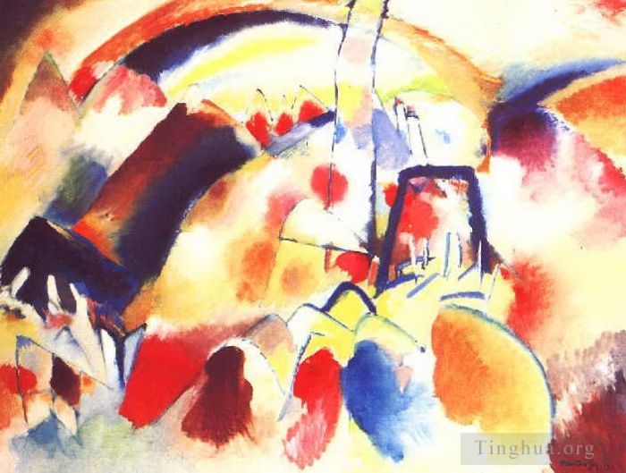 Vassily Kandinsky Types de peintures - Paysage avec des taches rouges