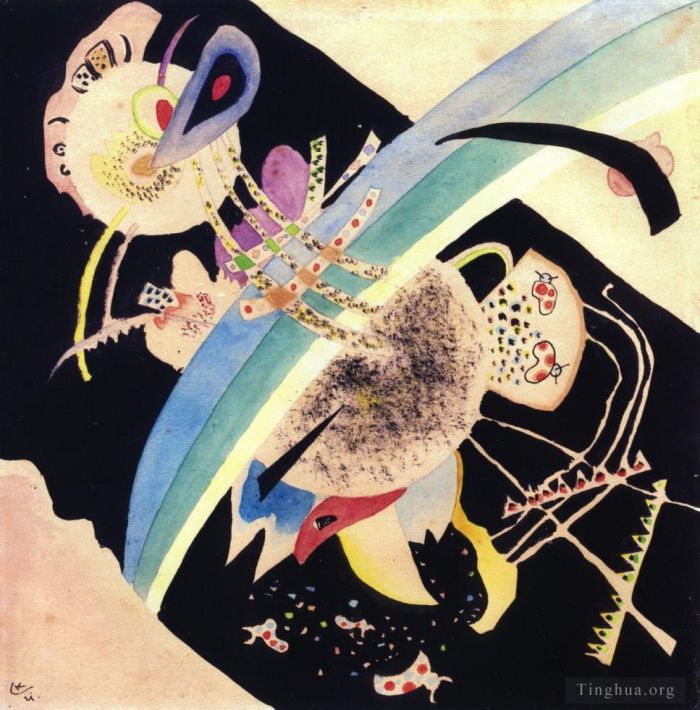 Vassily Kandinsky Types de peintures - Étude pour les cercles sur le noir