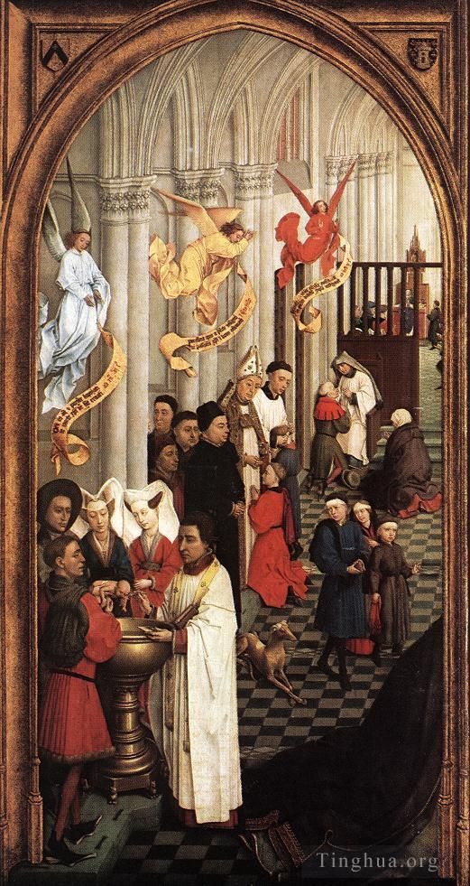 Rogier van der Weyden Peinture à l'huile - Aile gauche des Sept Sacrements