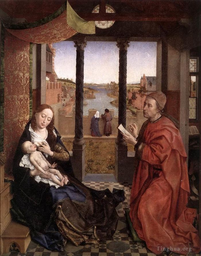 Rogier van der Weyden Peinture à l'huile - Saint Luc dessinant un portrait de la Madone