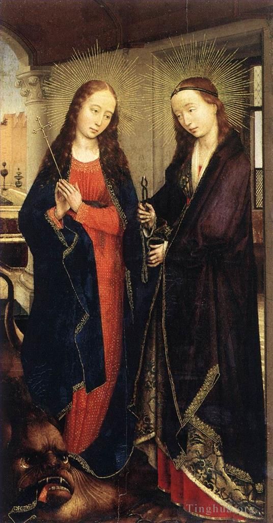Rogier van der Weyden Peinture à l'huile - Saintes Marguerite et Apollonia