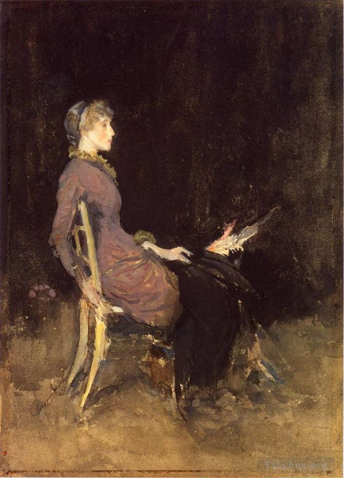 James Abbott McNeill Whistler Peinture à l'huile - Noir et rouge alias Étude en noir et or Madge ODonoghue