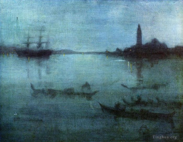 James Abbott McNeill Whistler Peinture à l'huile - Nocturne Bleu et Argent en Bleu et Argent La Lagune de Venise