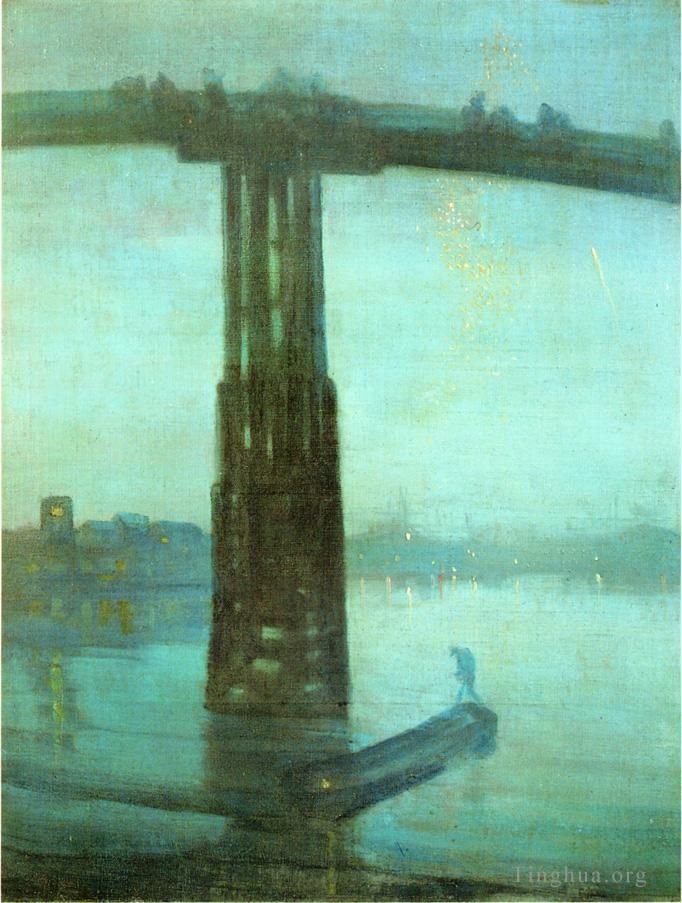 James Abbott McNeill Whistler Peinture à l'huile - Nocturne Bleu et Or Vieux Pont de Battersea