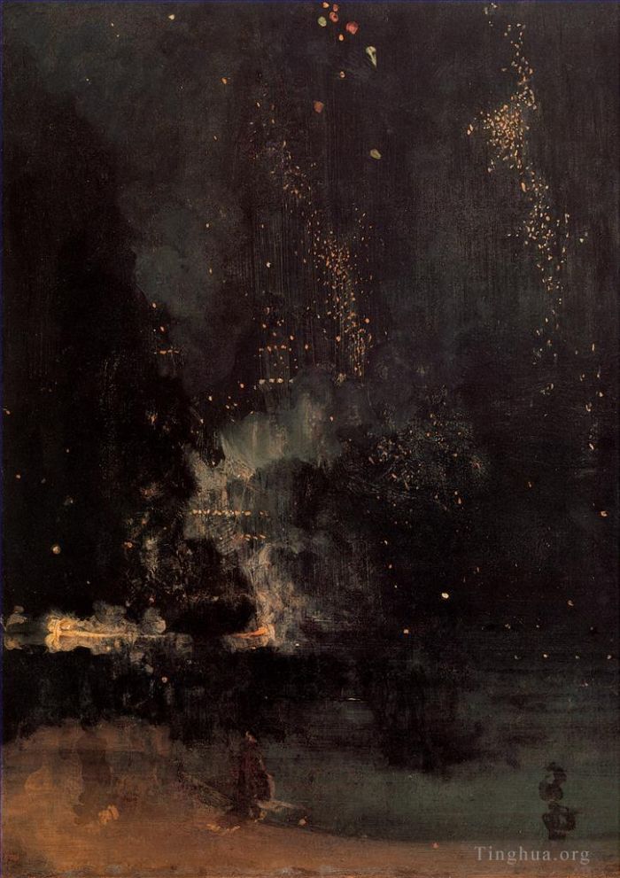 James Abbott McNeill Whistler Peinture à l'huile - Nocturne en noir et or The Falling Rocket