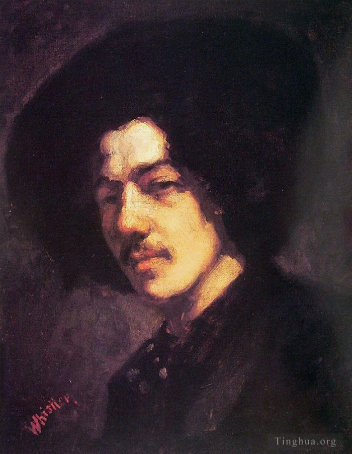 James Abbott McNeill Whistler Peinture à l'huile - Portrait de Whistler avec chapeau