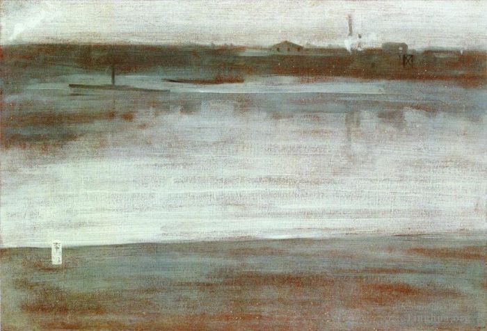 James Abbott McNeill Whistler Peinture à l'huile - Symphonie dans la Tamise grise tôt le matin