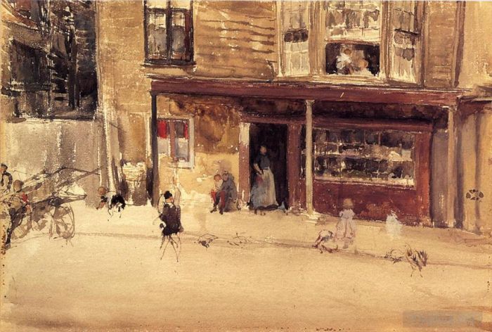 James Abbott McNeill Whistler Peinture à l'huile - La boutique et l'extérieur