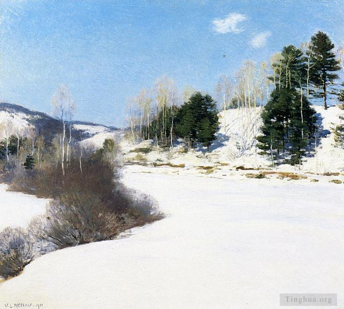 Willard Leroy Metcalf Peinture à l'huile - Le silence de l'hiver
