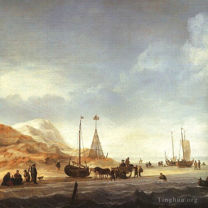 Willem van de Velde the Younger Peinture à l'huile - Plage