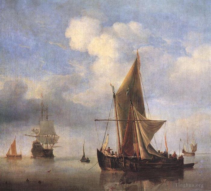 Willem van de Velde the Younger Peinture à l'huile - Mer calme