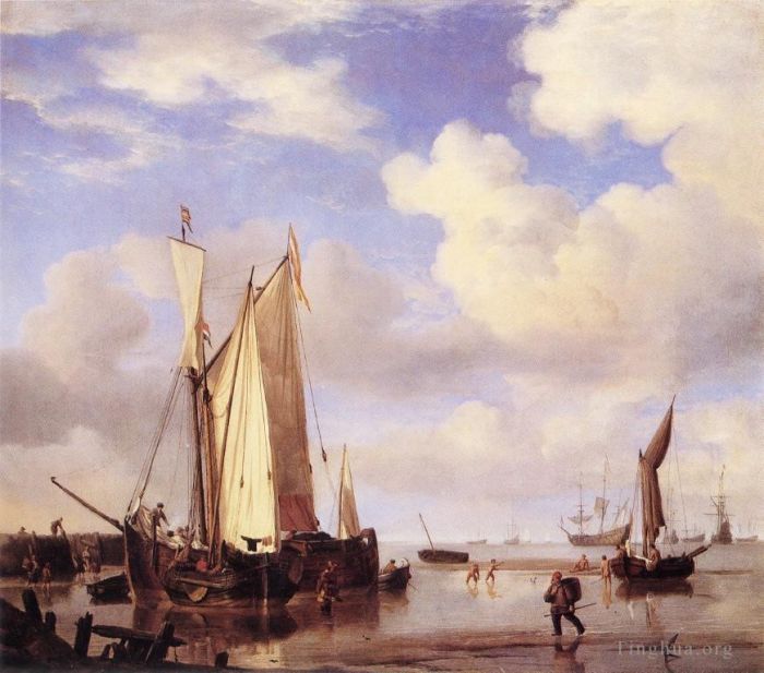 Willem van de Velde the Younger Peinture à l'huile - Marée basse