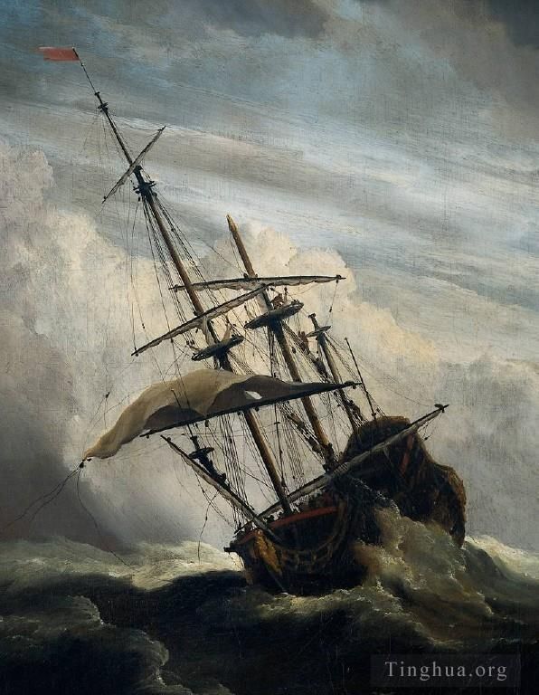 Willem van de Velde the Younger Peinture à l'huile - Dét du navire