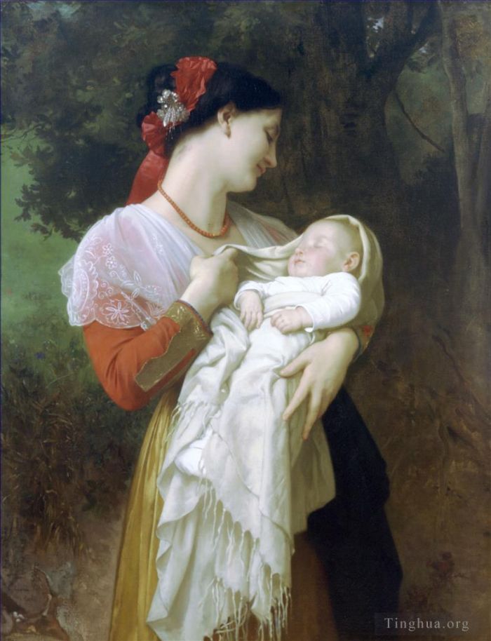 William-Adolphe Bouguereau Peinture à l'huile - Admiration Maternelle