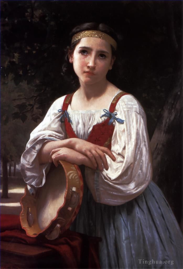 William-Adolphe Bouguereau Peinture à l'huile - Bohémienne au Tambour de Basque
