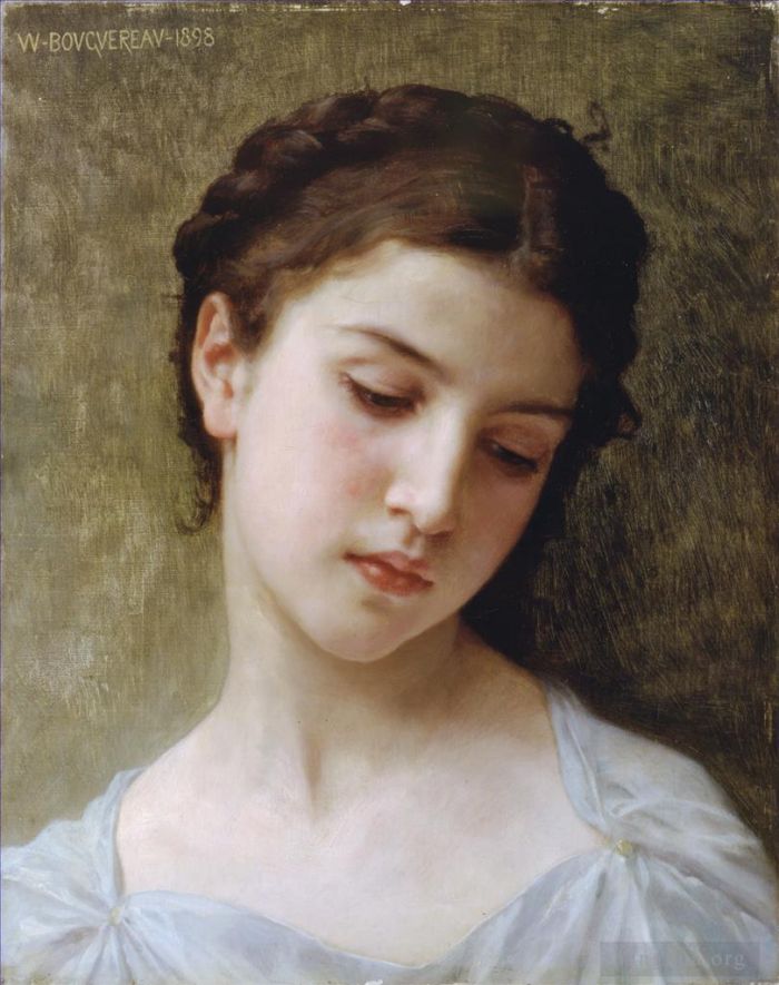 William-Adolphe Bouguereau Peinture à l'huile - Etude Tête de Jeune fille