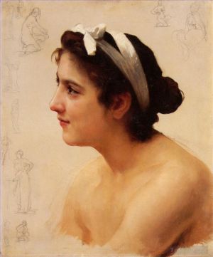 William-Adolphe Bouguereau œuvres - Etude d'une femme pour Offrande à l'Amour