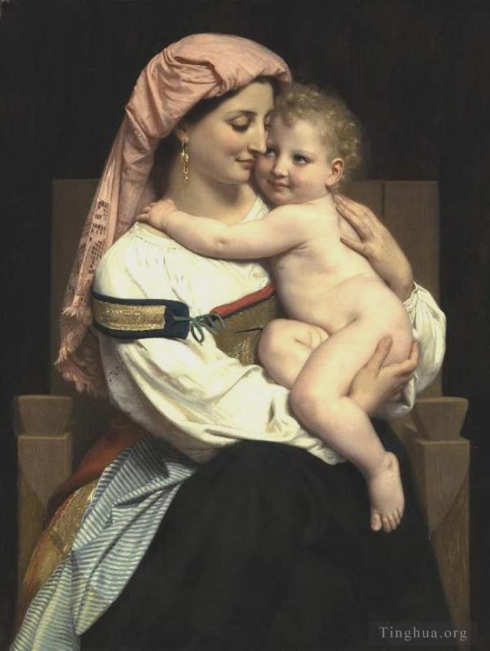 William-Adolphe Bouguereau Peinture à l'huile - Femme de Cervara et Son Enfant 1861