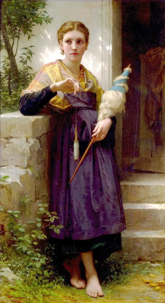 William-Adolphe Bouguereau Peinture à l'huile - Fileuse
