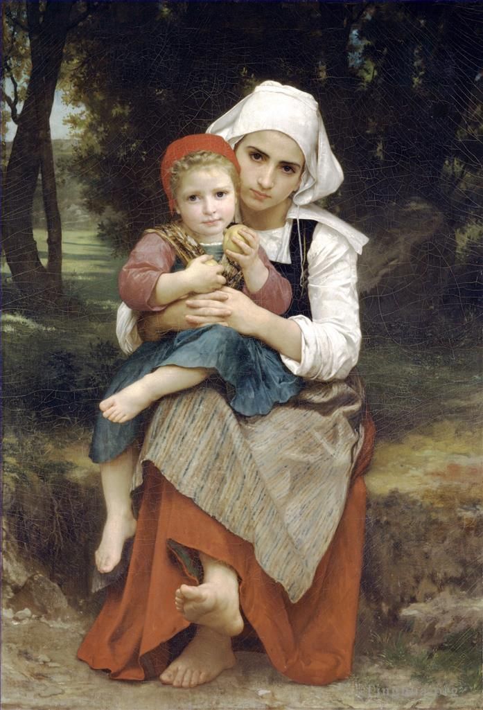 William-Adolphe Bouguereau Peinture à l'huile - Frère et soeur bretons