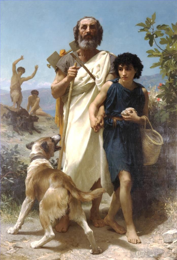 William-Adolphe Bouguereau Peinture à l'huile - Guide d'Homère et fils