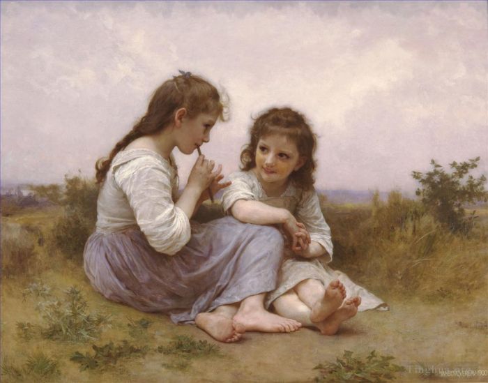 William-Adolphe Bouguereau Peinture à l'huile - Idylle enfantine