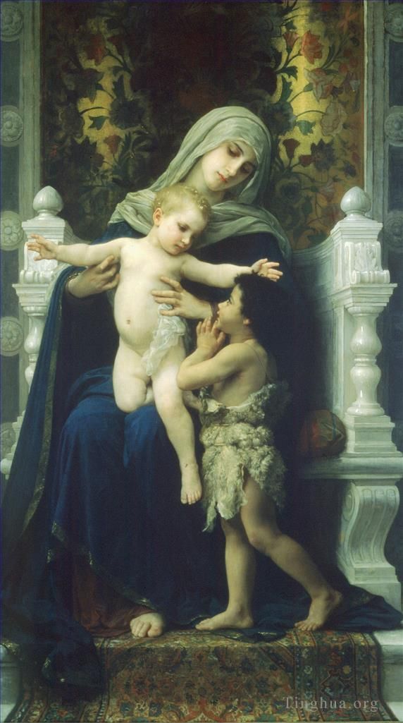 William-Adolphe Bouguereau Peinture à l'huile - La Vierge L'Enfant Jésus et Saint Jean Baptiste2