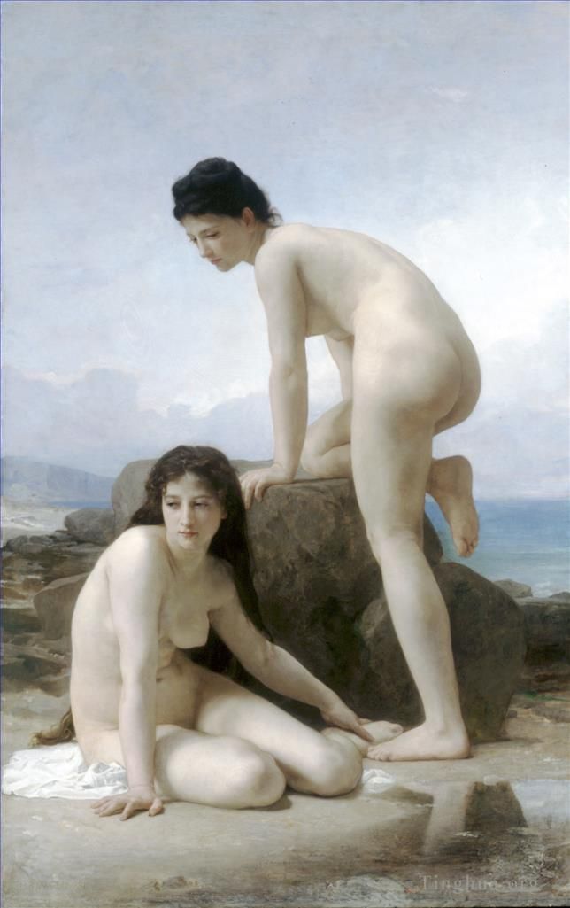 William-Adolphe Bouguereau Peinture à l'huile - Les deux baigneuses
