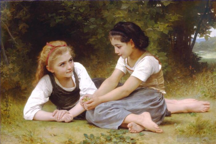 William-Adolphe Bouguereau Peinture à l'huile - Les noisettes
