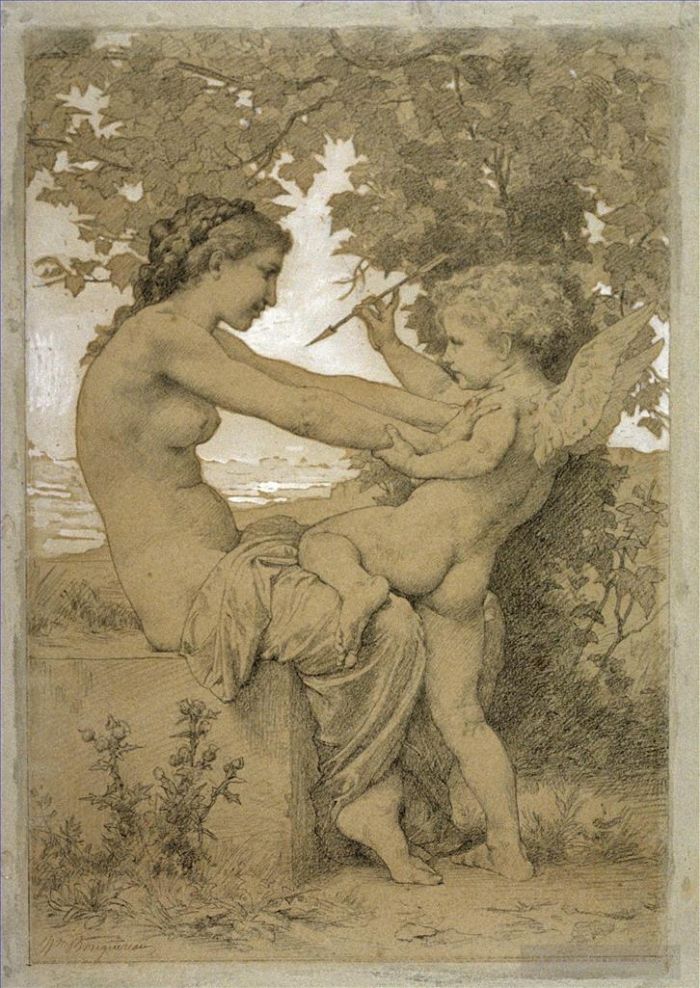 William-Adolphe Bouguereau Peinture à l'huile - Aime la Résistance 1885