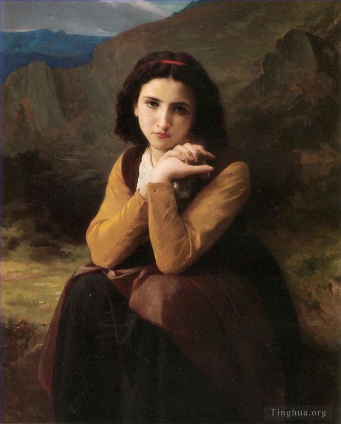 William-Adolphe Bouguereau Peinture à l'huile - Mignon Pensif
