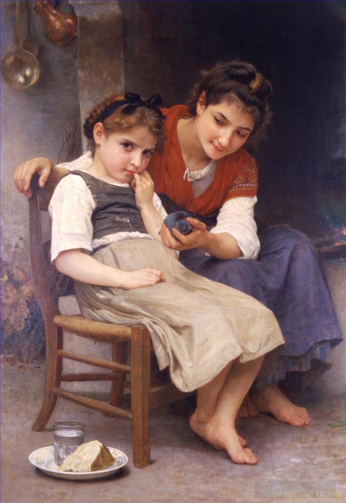 William-Adolphe Bouguereau Peinture à l'huile - Petite boudeuse