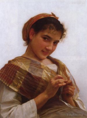 William-Adolphe Bouguereau œuvres - Portrait d'une jeune fille au crochet