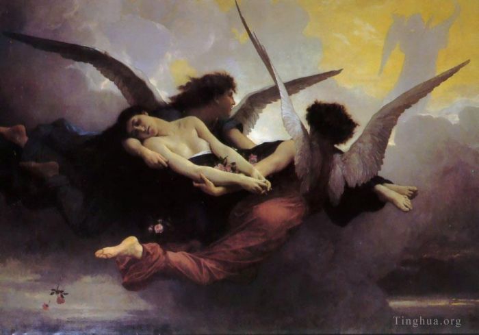 William-Adolphe Bouguereau Peinture à l'huile - Ange du réalisme de l'âme portée au paradis