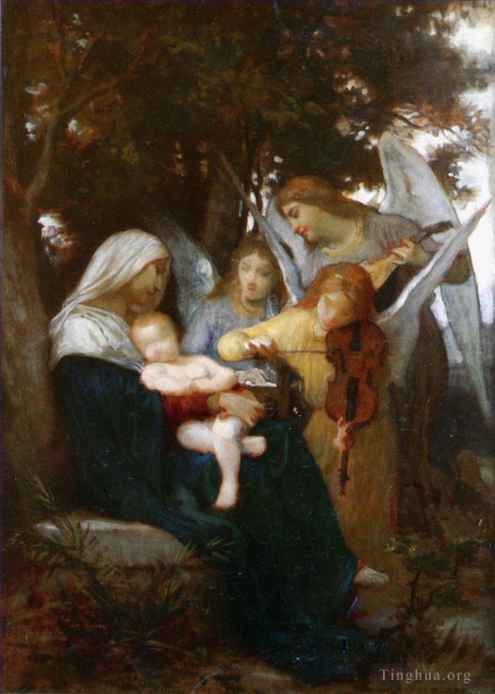 William-Adolphe Bouguereau Peinture à l'huile - Etude pour Vierge aux anges