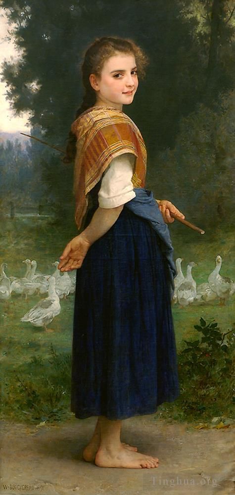William-Adolphe Bouguereau Peinture à l'huile - La Fille à l'Oie 1891