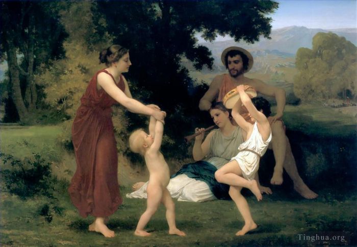 William-Adolphe Bouguereau Peinture à l'huile - La récréation pastorale 1868