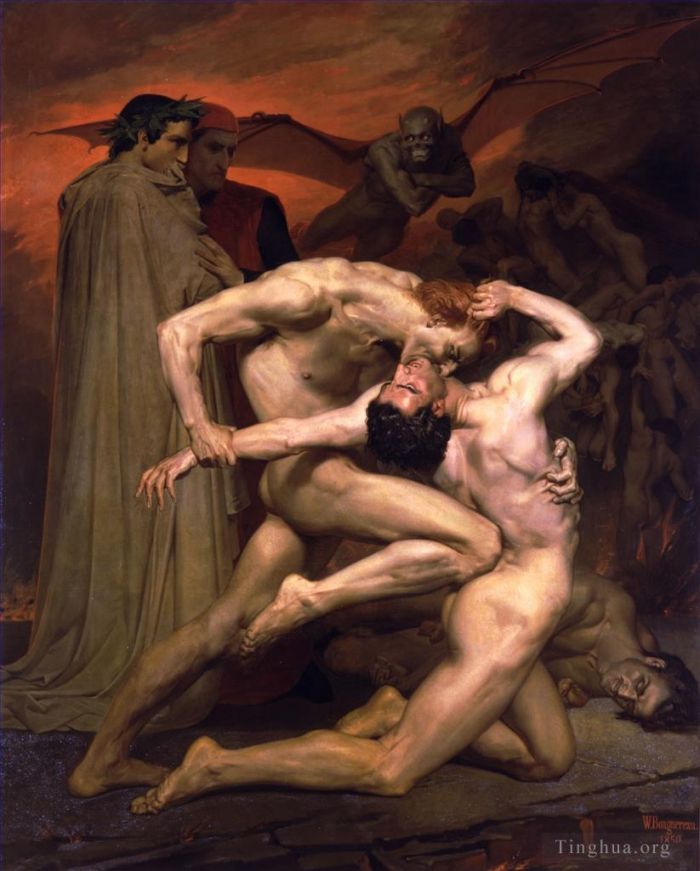 William-Adolphe Bouguereau Peinture à l'huile - Will8iam Dante et Virgile aux Enfers