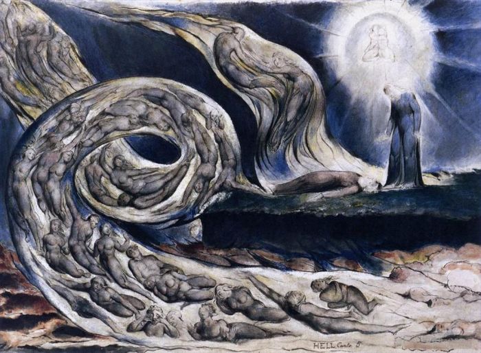 William Blake Types de peintures - Le tourbillon des amoureux Francesca Da Rimini et Paolo Malatesta