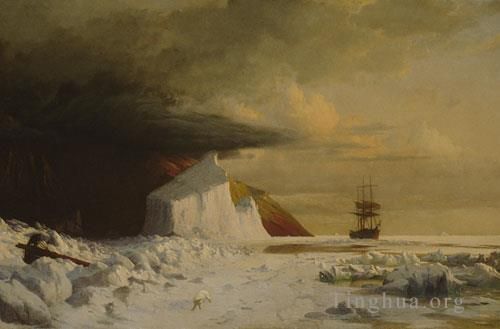 William Bradford Peinture à l'huile - Un été arctique ennuyeux à travers la meute dans la baie de Melville