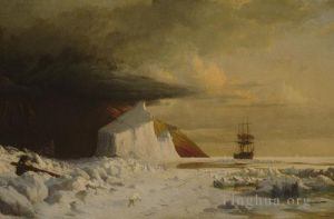 William Bradford œuvres - Un été arctique ennuyeux à travers la meute dans la baie de Melville
