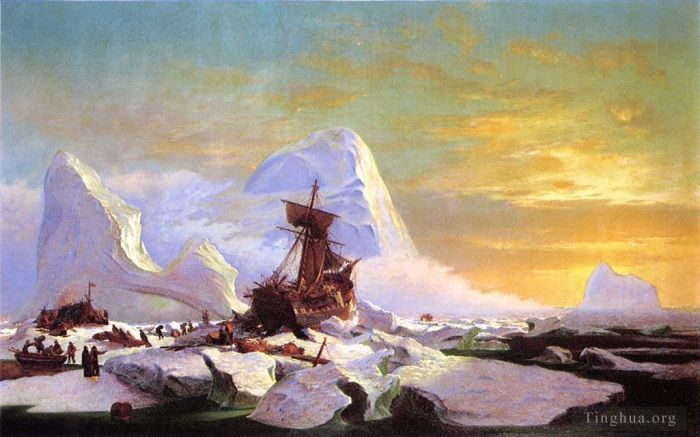 William Bradford Peinture à l'huile - Écrasé dans la glace