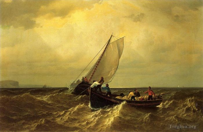 William Bradford Peinture à l'huile - Bateaux de pêche sur la baie de Fundy