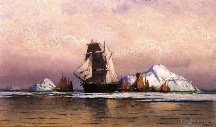William Bradford Peinture à l'huile - Flotte de pêche au large du Labrador2