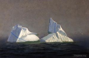 William Bradford œuvres - Paysage marin d'icebergs