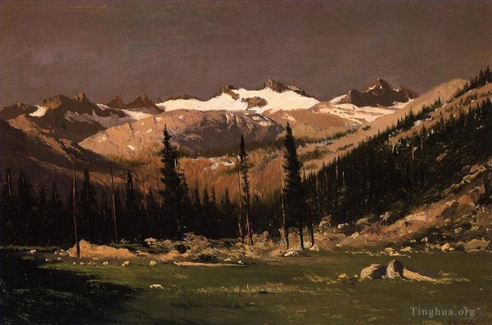 William Bradford Peinture à l'huile - Mont Lyell au-dessus du paysage marin de Yosemite
